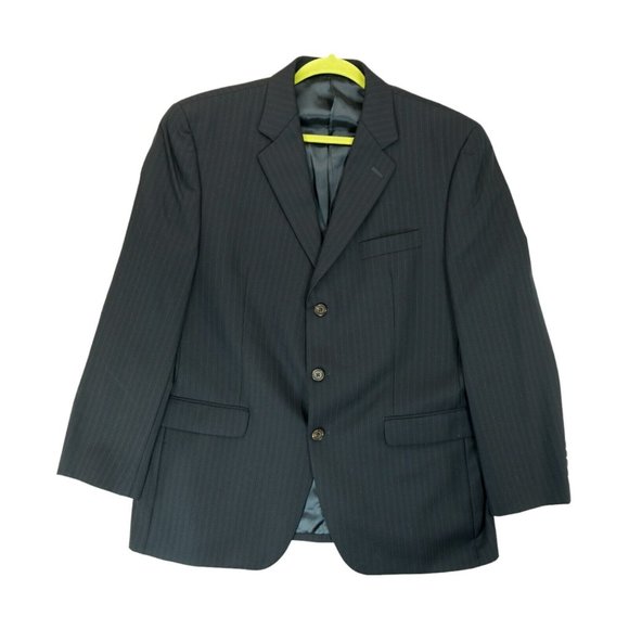 Ralph Lauren for Dillard's Mens Blazer Size 44R Black‎ Pinstriped 100% Wool - Picture 1 of 6
